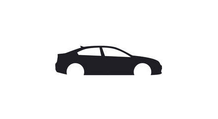 Fototapeta premium A simple black silhouette of a modern sedan car on a white background