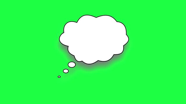Blank white thought bubble isolated on a vibrant green background for creative design and messaging
