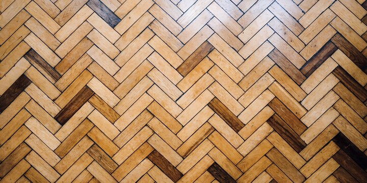 Natural light brown parquet wood flooring herringbone pattern surface background