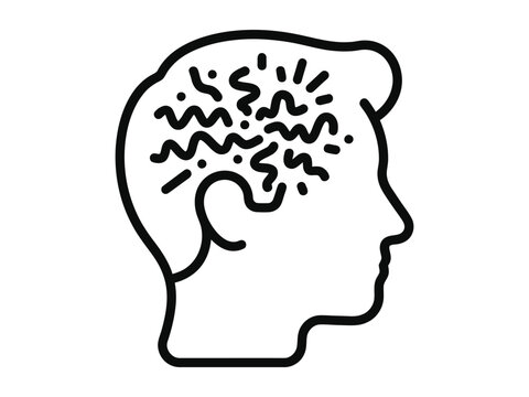 Human Head with Abstract Brain Activity Outline Mental Health Icon
