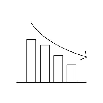 Downward Bar Chart Illustration Showing Declining Data Trends. Business Analytics Visual for Market Drop or Performance Decline.