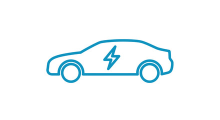 Obraz premium A simple blue line icon of an electric vehicle on a white background