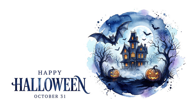 Halloween-themed bat flying over moonlit spooky forest Halloween, Happy Halloween, Halloween 2026, Spooky Season, Halloween Art, Halloween Design, Halloween Graphics