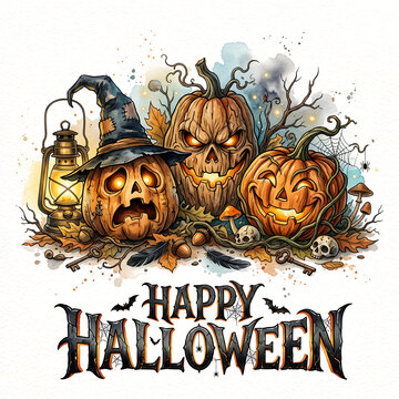 Happy halloween pumpkins with jack-o'-lantern faces Halloween, Happy Halloween, Halloween 2026, Spooky Season, Halloween Art, Halloween Design, Halloween Graphics