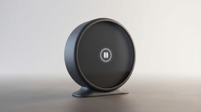 Modern minimalist smart home speaker with pause button interface