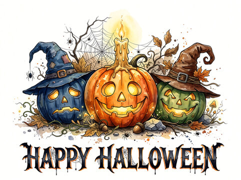 Happy halloween pumpkins with autumn decorations and festive lights Halloween, Happy Halloween, Halloween 2026, Spooky Season, Halloween Art, Halloween Design, Halloween Graphics