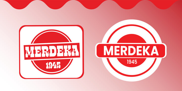 Indonesian National Independence Day Commemoration Emblems Featuring The Word Merdeka And Year 1945 In Red Colors To Celebrate Sovereignty And Freedom During The Annual Patriotic August Holiday