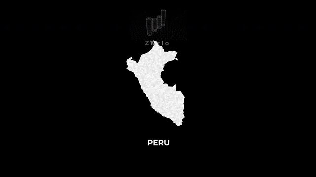 Peru technology map with animated charts, graphs, statistics, and analytics showcasing economy, infrastructure, innovation, population, trade, energy, and national development