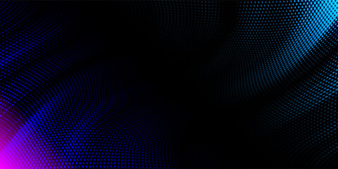Vector halftone gradient background in vibrant pink and purple tones. Dynamic dots fading diagonally over a dark backdrop. vector eps10 © MOH