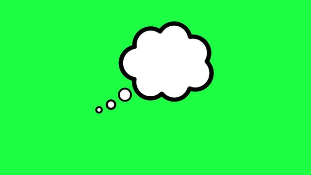 White thought bubble with black outline on a solid bright green background for comic book design