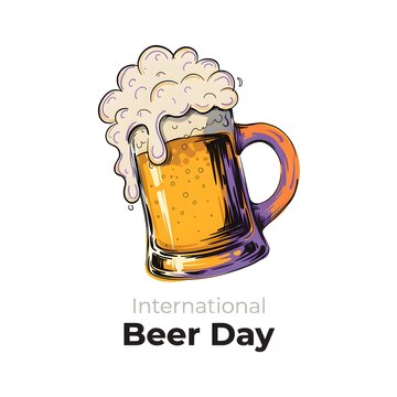 Illustration of a Frothy Beer Mug Celebrating Beer Day.