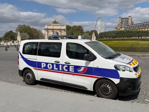 Stationary French police vehicle in Paris