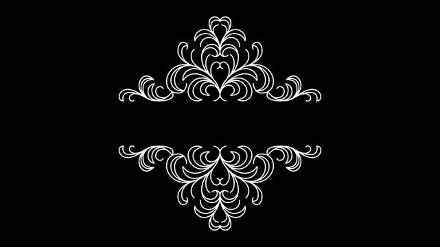Elegant Animated Flourish Ornaments on Black Background.