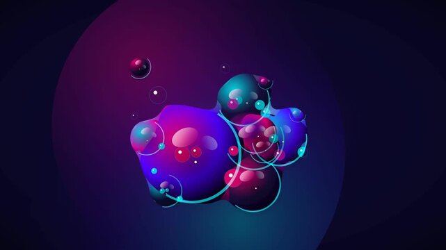 Futuristic Abstract Liquid Spheres Floating in Dark Space Background Loop Motion Graphics Video Clip