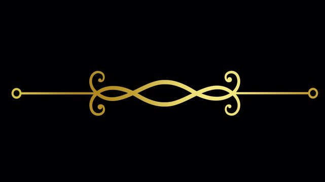 Elegant Gold Decorative Flourish Divider Line Animation.