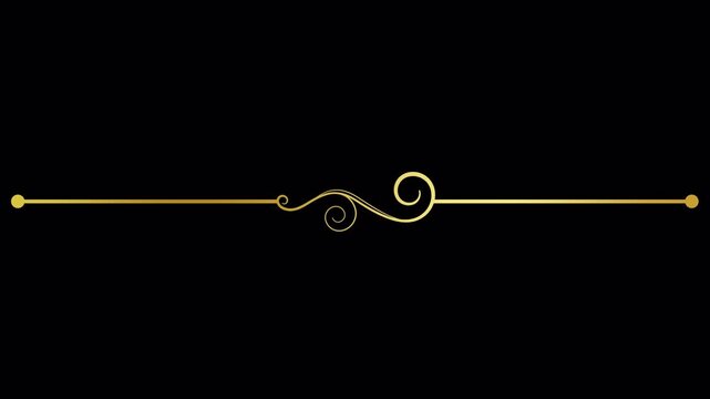 Elegant Gold Decorative Swirl Line Divider Animation.