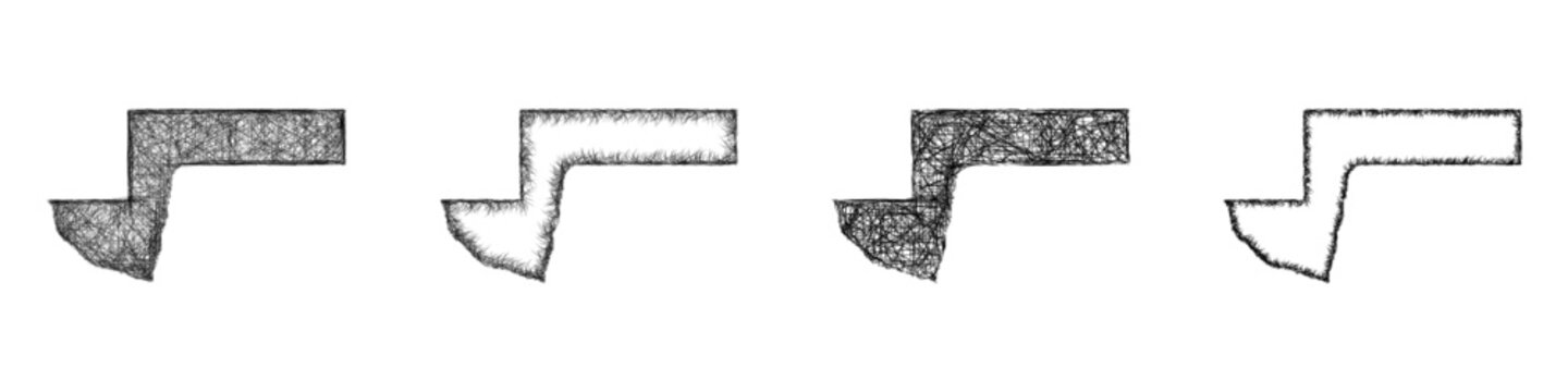 Sketch black and white Pepin, Wisconsin outline map design set