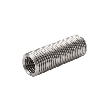 Metal threaded pipe nipple. Industrial steel connector for plumbing and construction.
