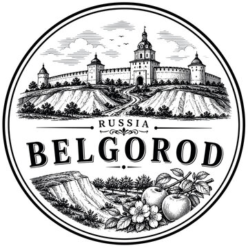 Belgorod Russia Fortress and Apples Emblem