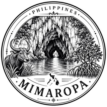 Philippines MIMAROPA emblem with carabao, cave, and mangrove