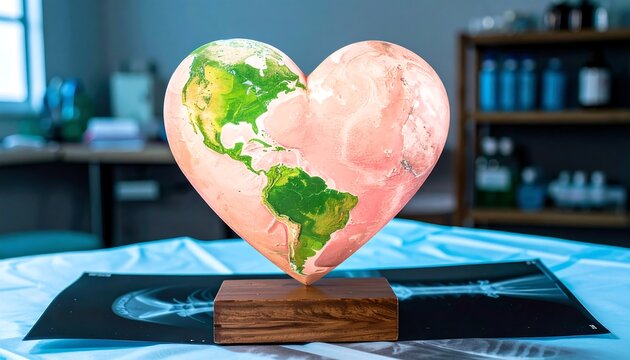 Heart Shaped Earth Representing Universal Health Coverage Concept