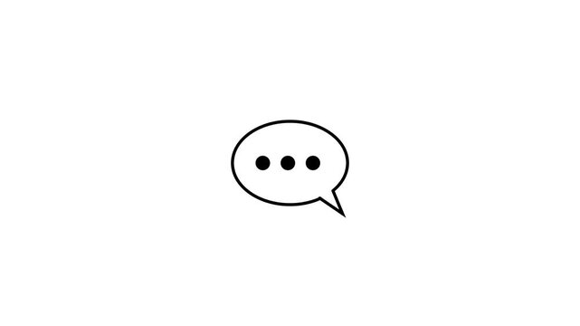 Speech bubble containing three dots. symbolizing online messaging, chatting, incoming text responses, typing indicators, and communication concept animation.