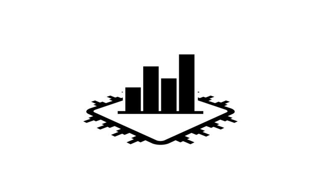Isometric microchip processor hardware icon animation component on white background