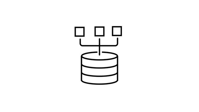Animated Database storage structure with connected nodes on white background