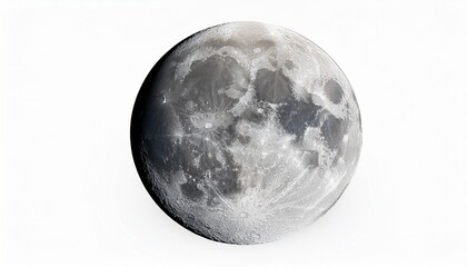 Obraz premium Full Moon Isolated On White Background With Detailed Surface