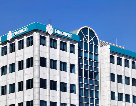 Exterior view of the Euronext building on Leoforos Athinon in Athens, Greece, headquarters of Euronext Athens, formerly the Athens Stock Exchange, a landmark of the country's financial markets.