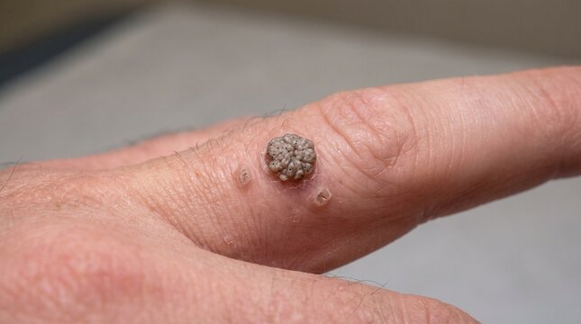 Realistic Clinical Close Up of Viral Warts Verruca Skin Growths Medical Dermatology Image