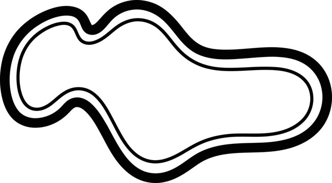 Abstract organic shape cloud outline with double black border on white background