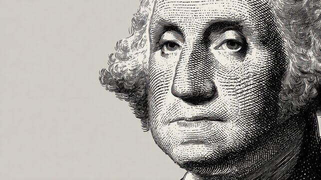 Historical leader engraved portrait illustration with classic intaglio