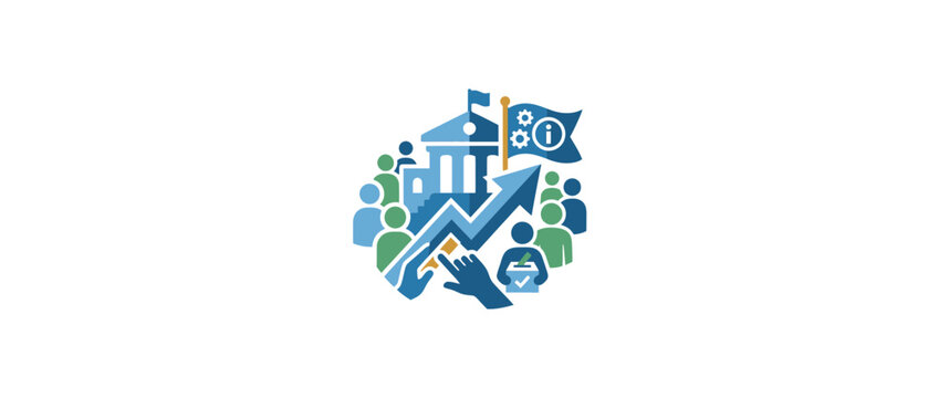 Vector Illustration of Civic Engagement, Democratic Voting Process, and Institutional Growth Success