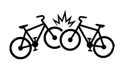 Fototapeta premium Minimalist Vector Illustration of Two Bicycles in a Head-on Collision