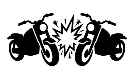 Obraz premium Motorcycle race with two bikes in a head-on collision, graphic illustration