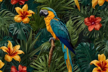 Fototapeta premium parrot on a branch