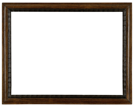 Vintage antique wood frame overlay isolated on transparent background (png).