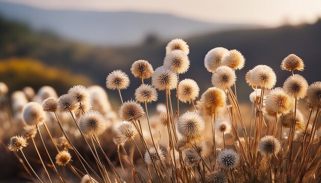 Close Up Of Dried Billy Buttons Flowers
