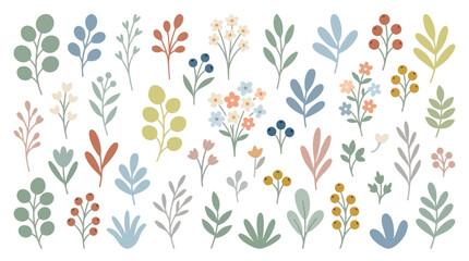 Colorful autumn botanical leaf and berry pattern. © Hana