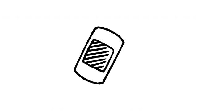 Animated 4K fabric bandage doodle icon. White hand drawn line art on black and green screen backgrounds for pet medical patch, wound care, first aid plaster, and vet health treatment edits.