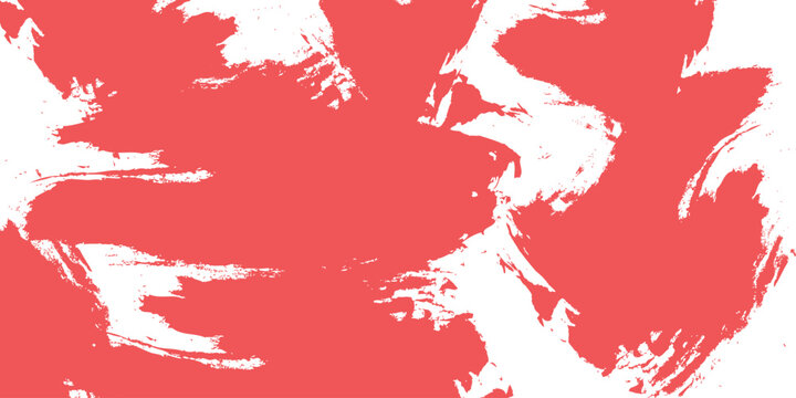 Abstract red brush strokes on white background, expressive paint splatter texture vector, artistic crimson ink wash pattern for creative graphic design and modern branding projects