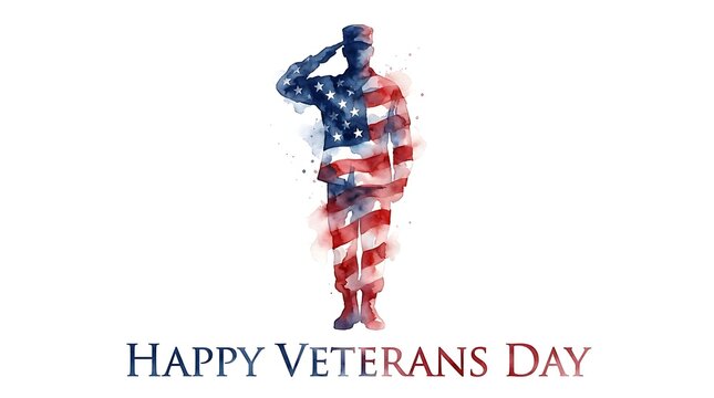 Saluting soldier silhouette with american flag pattern honoring veterans including those who served in the vietnam war