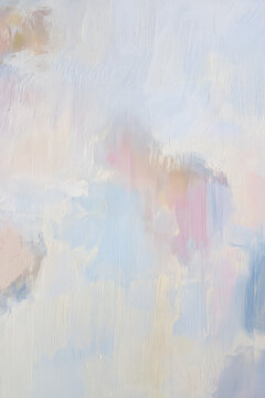 Abstract painting creating a serene pastel color background with soft brushstrokes and ethereal light texture