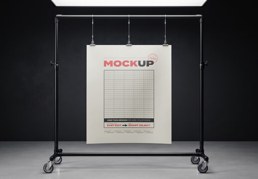 Poster Hanging on Structure Mockup