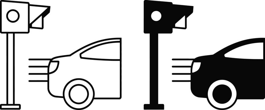 Speed camera enforcement monitoring vector illustration