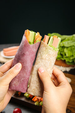 Healthy Vegetable Wraps with Mixed Fresh Vegetables and Thin Grain Crusts - Nutritious Breakfast Options