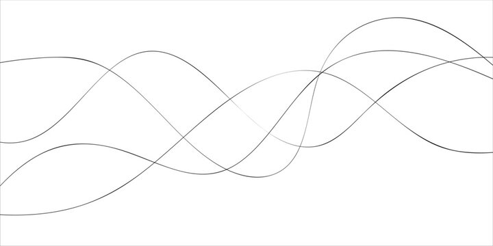 Digital graphical abstract background set. Curved thin wavy line background for artist. Flowing wavy stroke elements on white page. Thin line wavey background on isolated white background. EPS 10