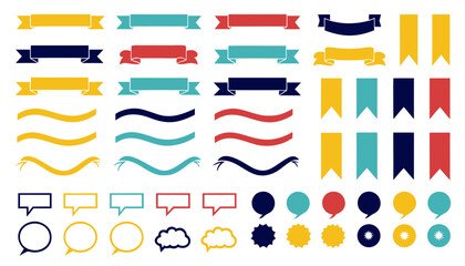 Obraz premium Seamless pattern set of flat color block icons and arrows in orange
