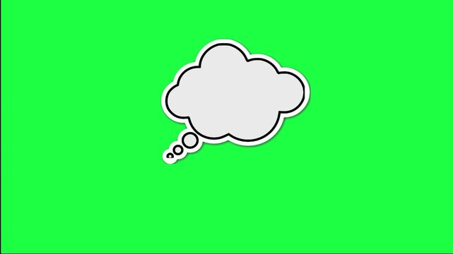 Blank thought bubble on a green screen background